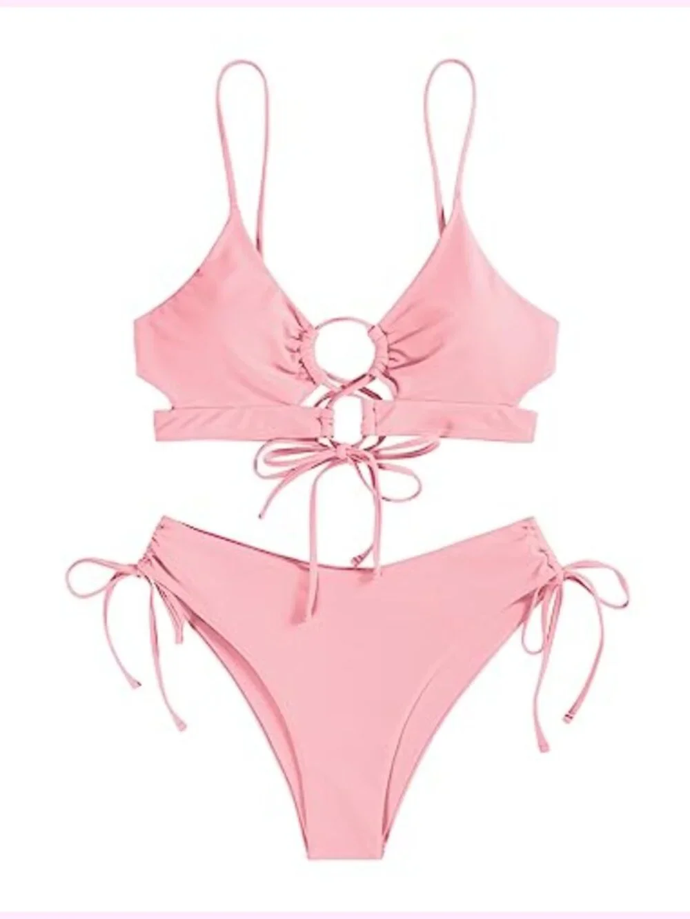 Women's Cheeky Bikini Set 2 Piece String High Cut Lace Up Tie Side Swimsuits